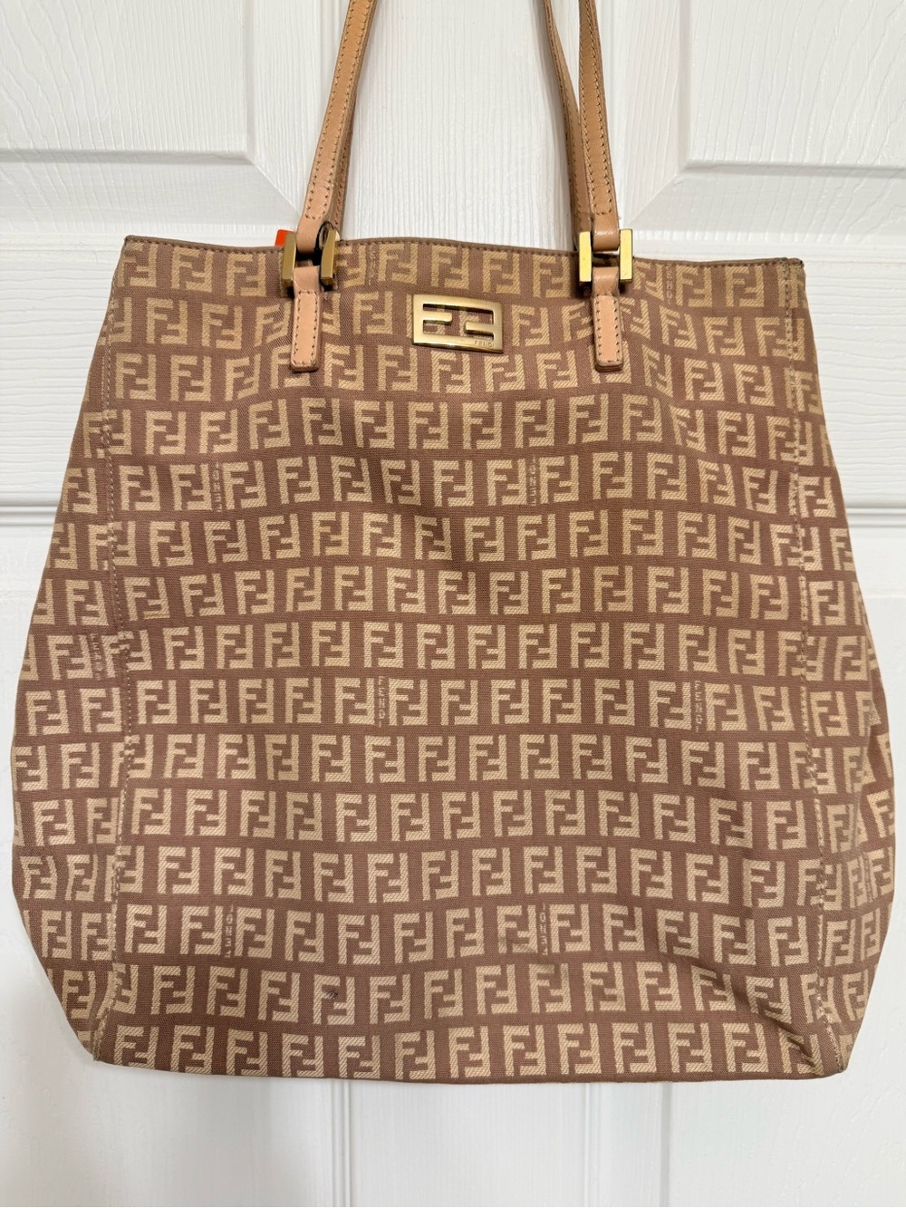 *Vintage* Fendi - Authentic Tan Zucchino Canvas Tote